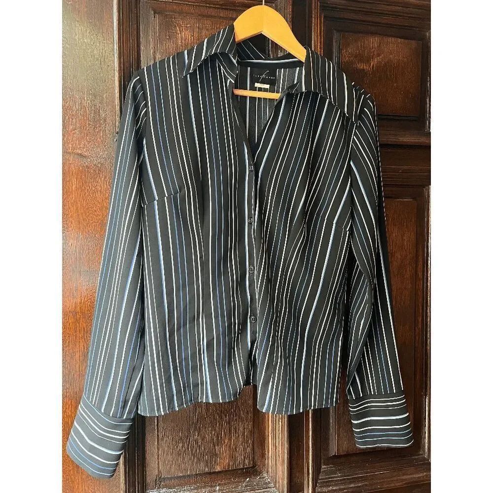 Fenomenon by Chapter One Wide Collar Striped Long Sleeve Blouse - L